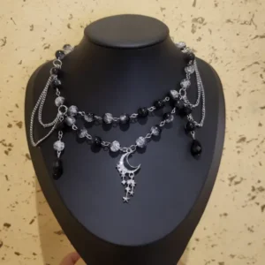 Exquisite Celestial Nightfall Beaded Necklace | Handmade
