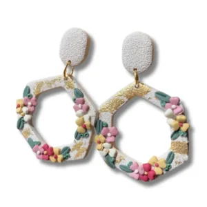Exquisite Handmade Beige Hexagon Earrings